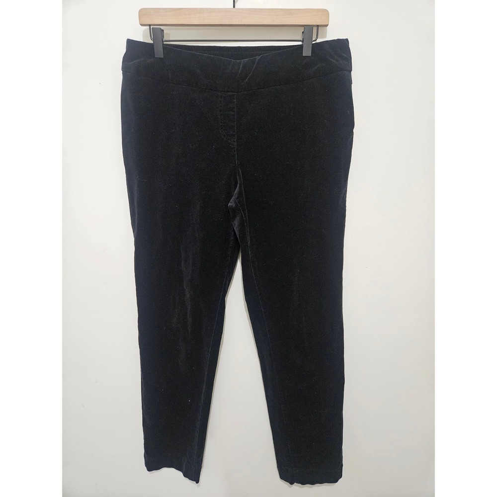 Slim-Sation by Multiples‎ Black Velvet Pull On Slim Leg Pants Size 12 Womens